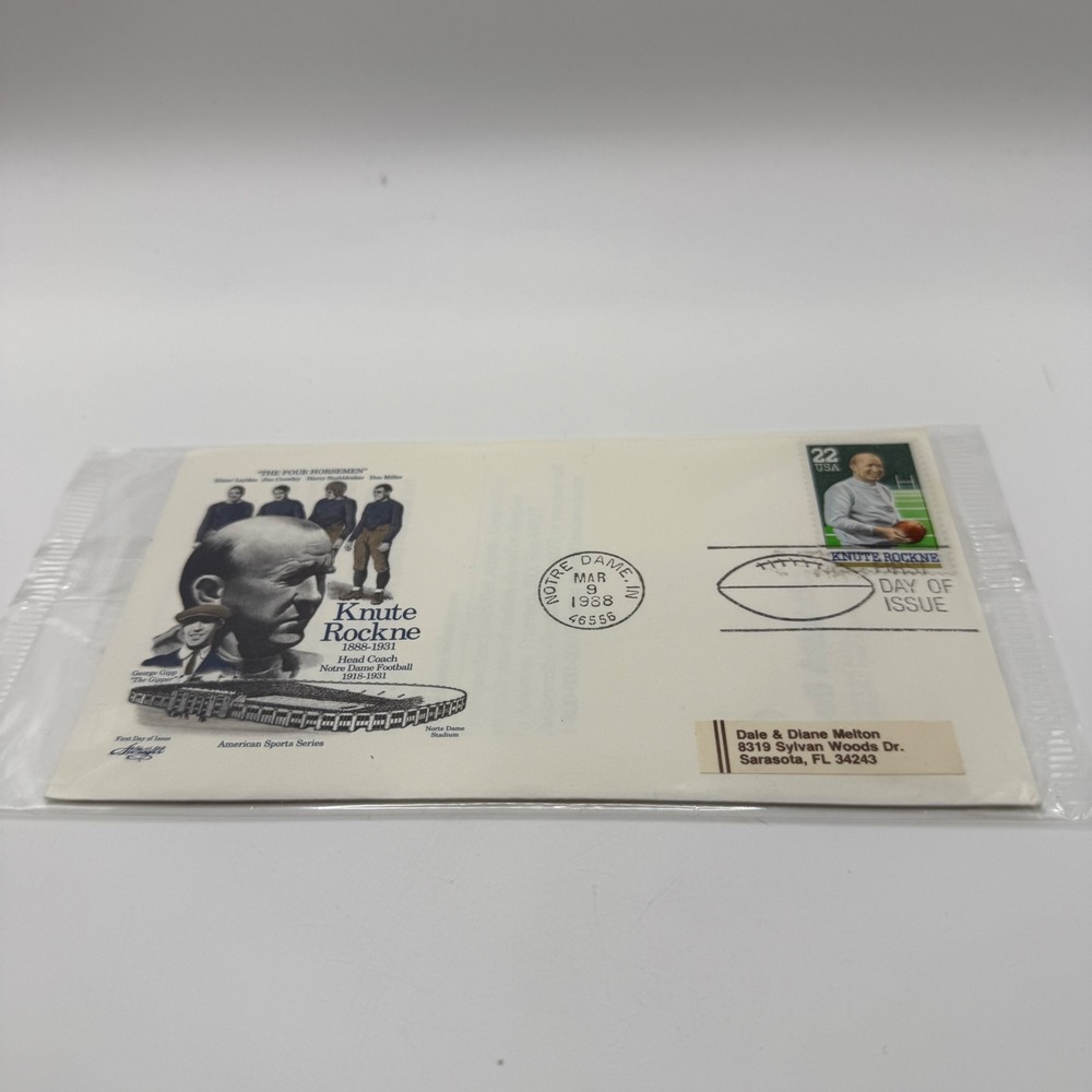 1988 Knute Rockne First Day of Issue Envelope Notre Dame Artmaster Cachet FDC